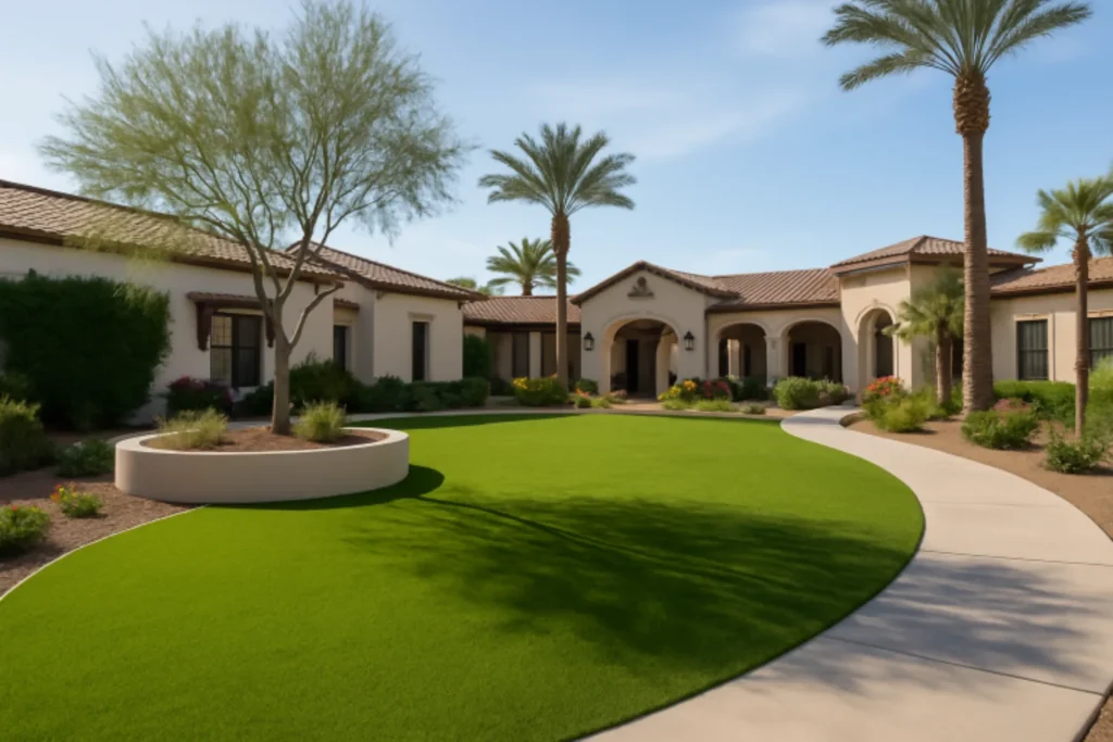 An HOA community space in Ponte Vedra, FL with artificial grass installation