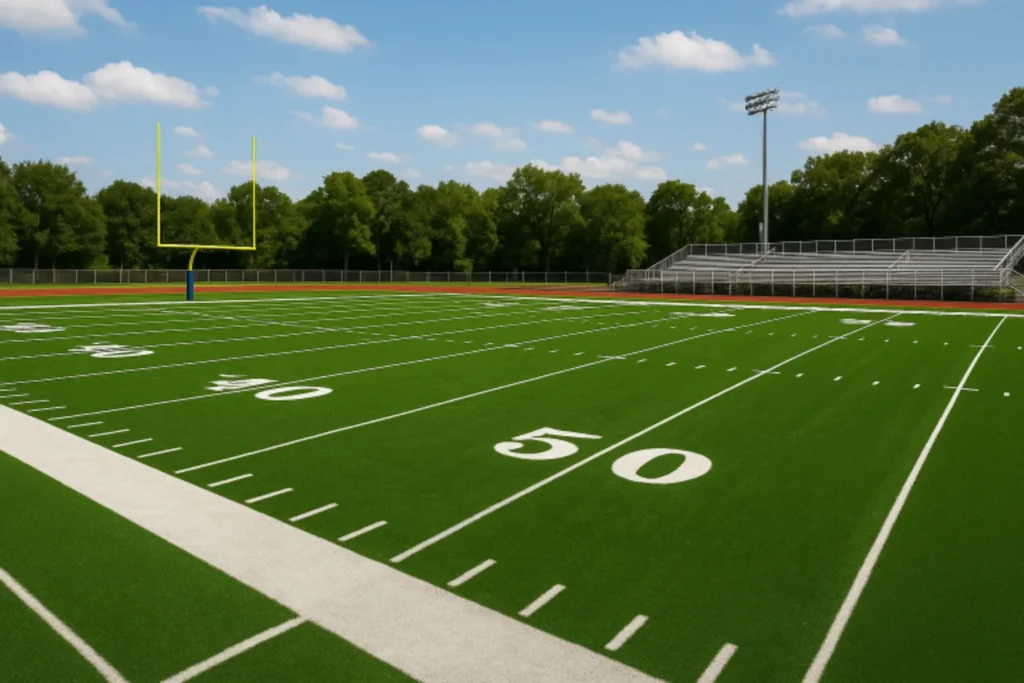 Artificial turf football field in St. John's County, FL- turf installation by Simply Verde Artificial Turf