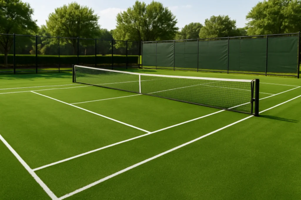 Artificial turf tennis court in Ponte Vedra, FL- installation by Simply Verde Artificial Turf
