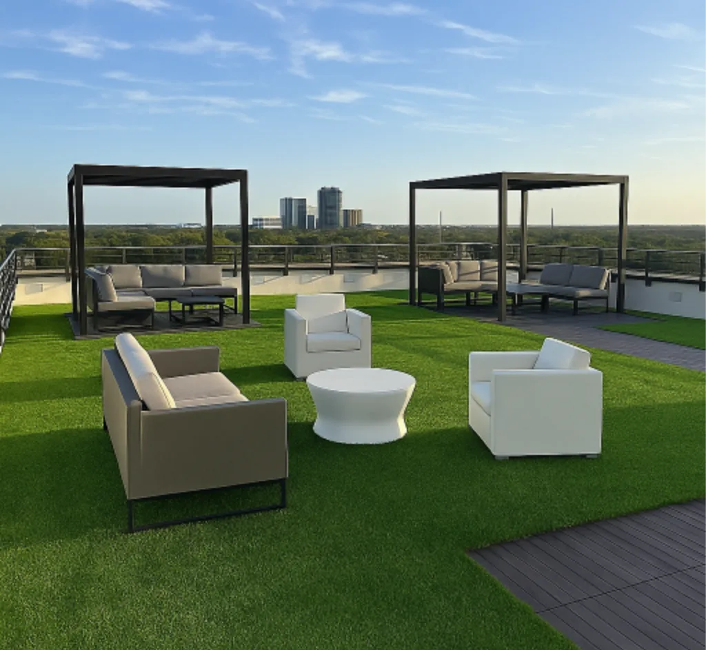 Rooftop lounge in Ponte Vedra, FL with commercial artificial turf installation