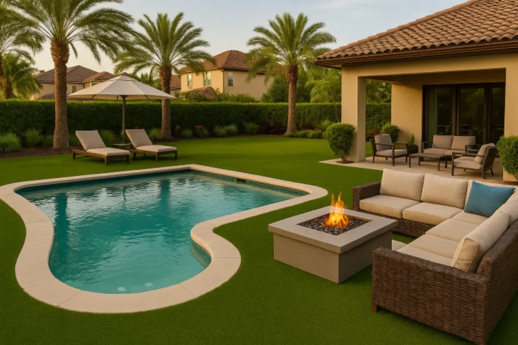 Synthetic grass installation for low maintence lawn in Ponte Vedra, FL - by Simply Verde Artificial Turf
