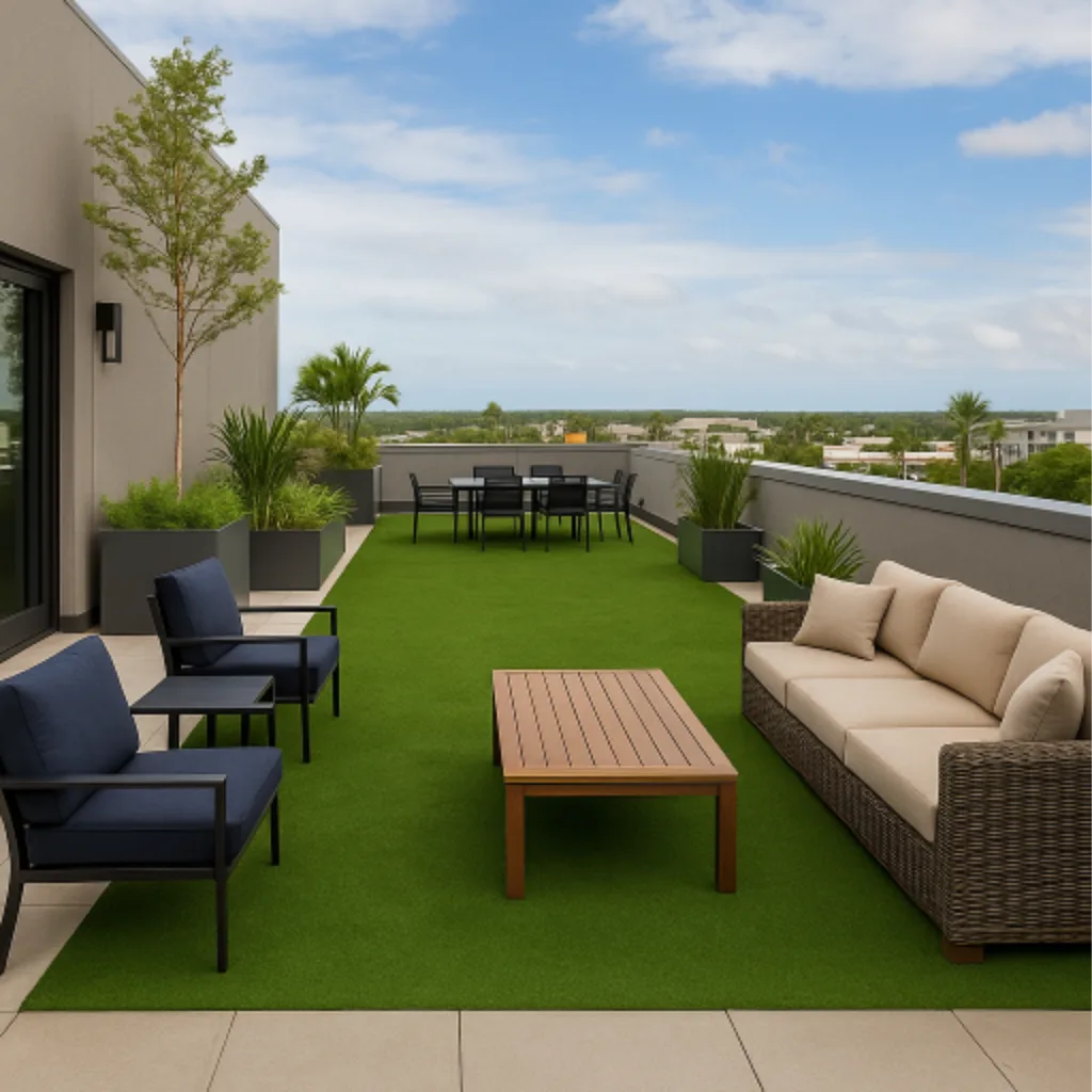 rooftop landscaping in Ponte Vedra, FL, with artificial grass installation by Simply Verde Artificial Turf