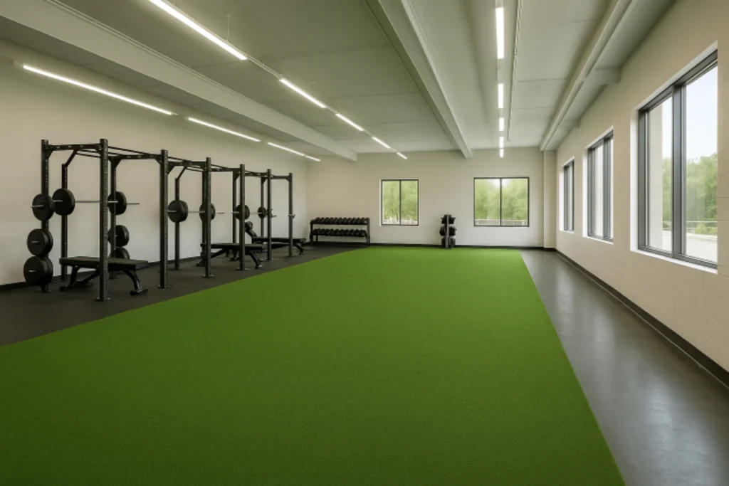 artificial turf installation for indoor training facility in Ponte Vedra, FL -installed by Simply Verde Artificial Turf