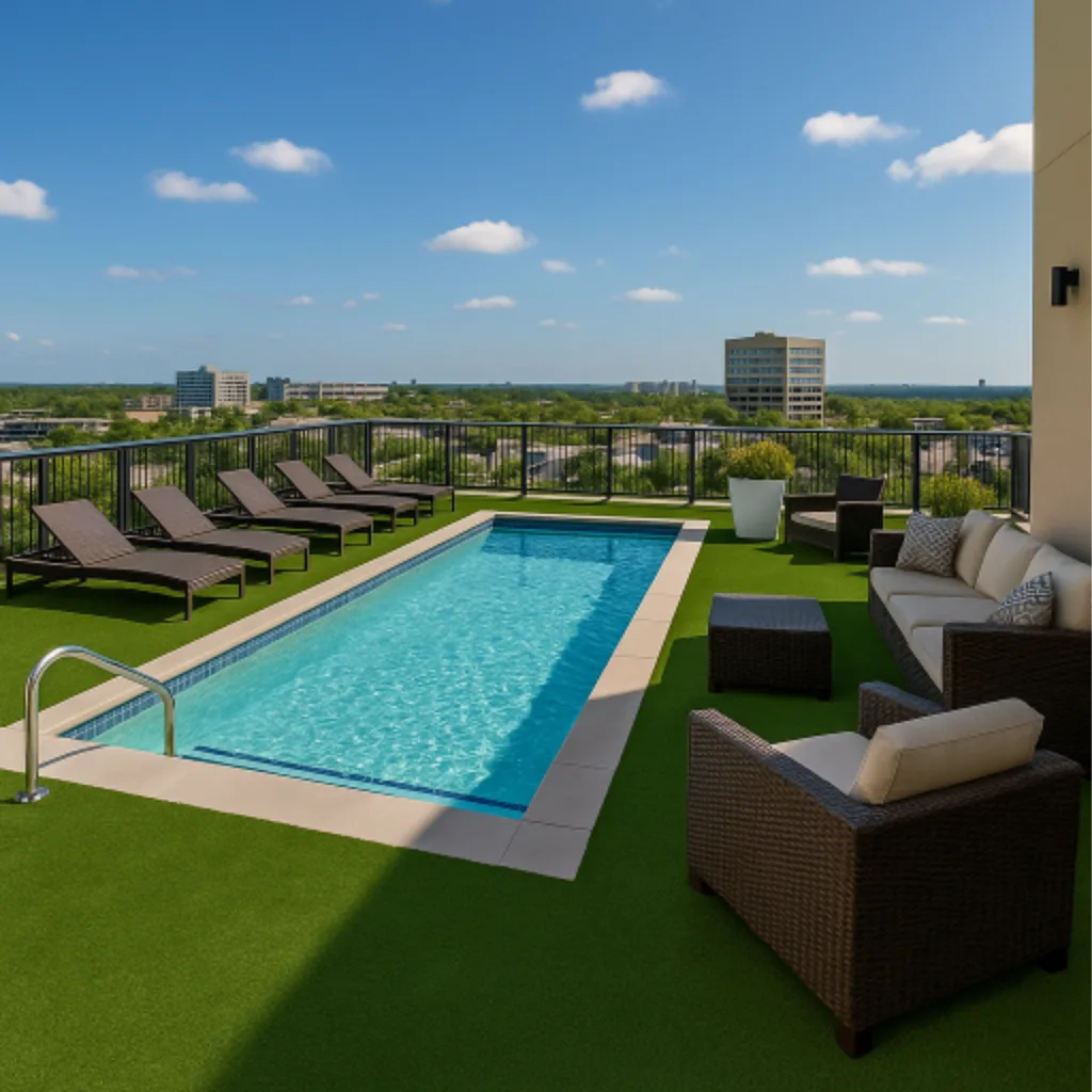 best synthetic grass installation for rooftop pools - installed by SImply Verde Artificial Turf