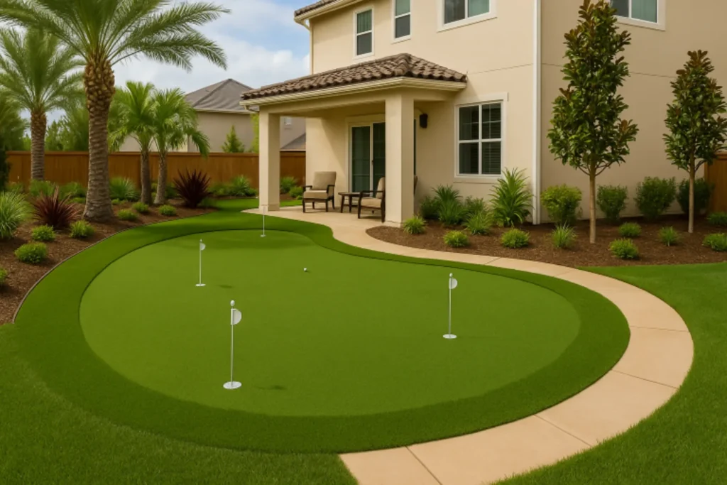 perfect backyard putting green for practice any time- by Simply Verde Artifical Turf